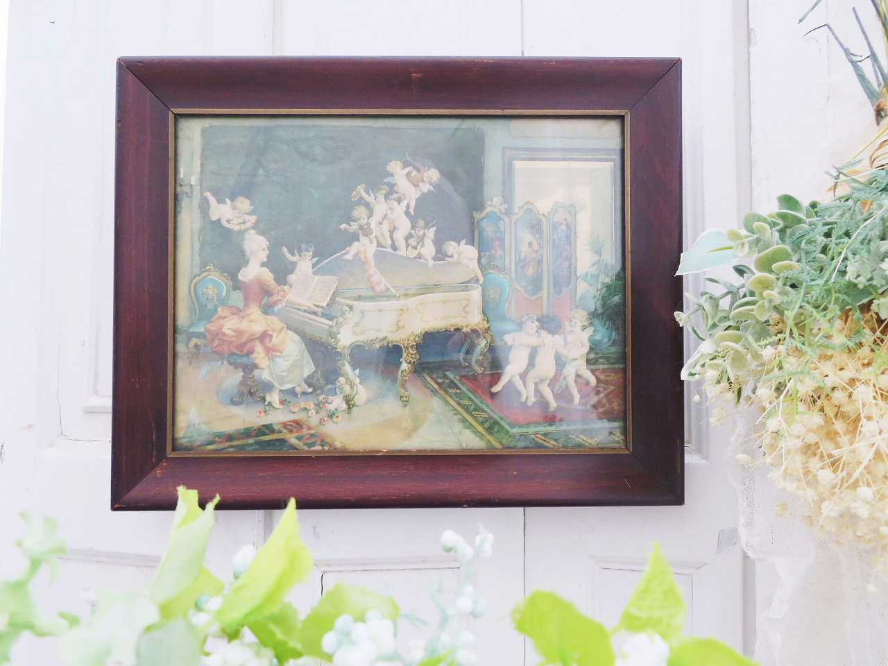 ヴィクトリアン美術版画『天使の音楽会』 - 薔薇と天使のアンティーク