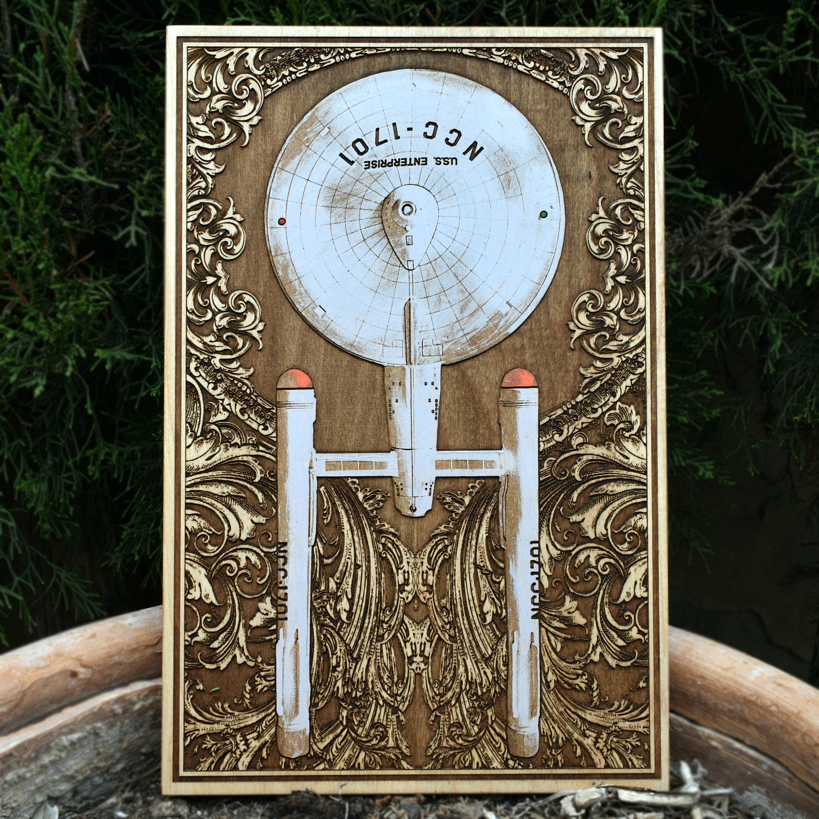 Intergalactic Ship VIII Enterprise- Medium Hand Painted