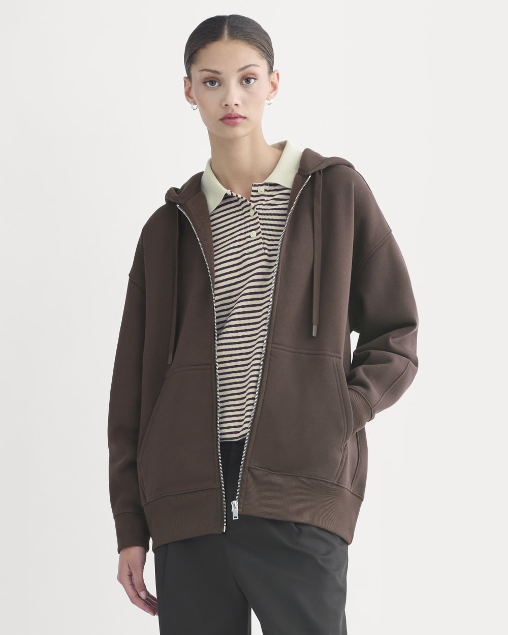 Luxe Fleece Oversized Full-Zip Hoodie | Dark Chocolate – Everlane