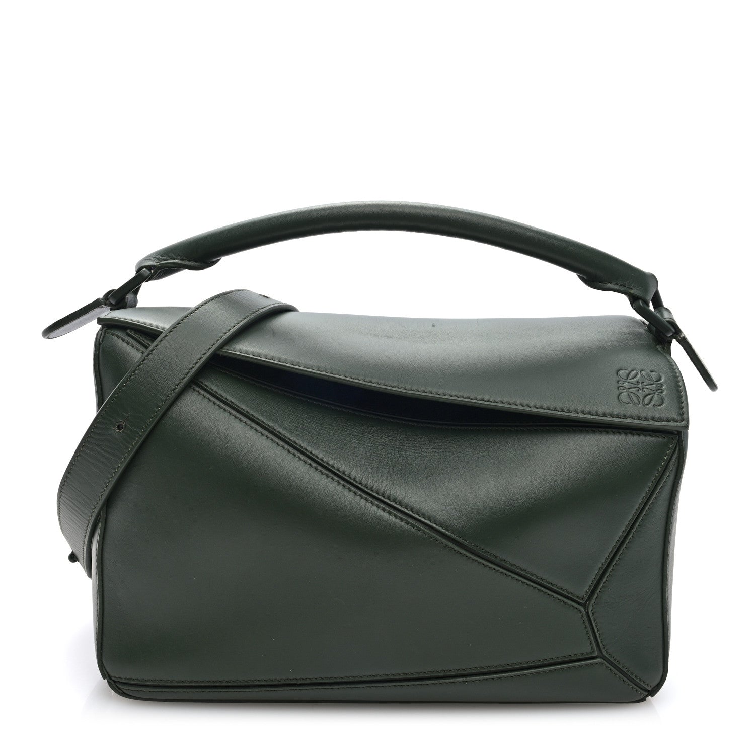 Loewe Satin Calfskin Monochrome Medium Puzzle Bag Vintage Khaki