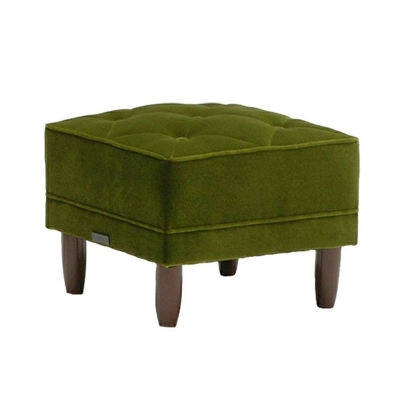 カリモク60 オットマンモケットグリーン（ダークウォールナット色塗装