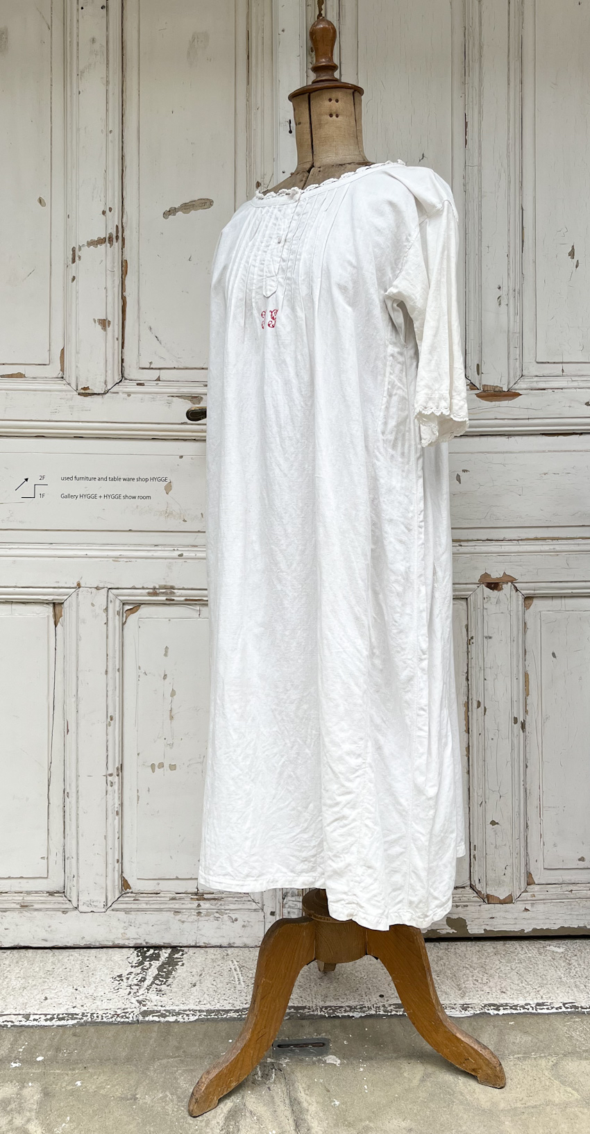 フランスアンティークリネンシャンブルスモックワンピース1 ( AC-ot44