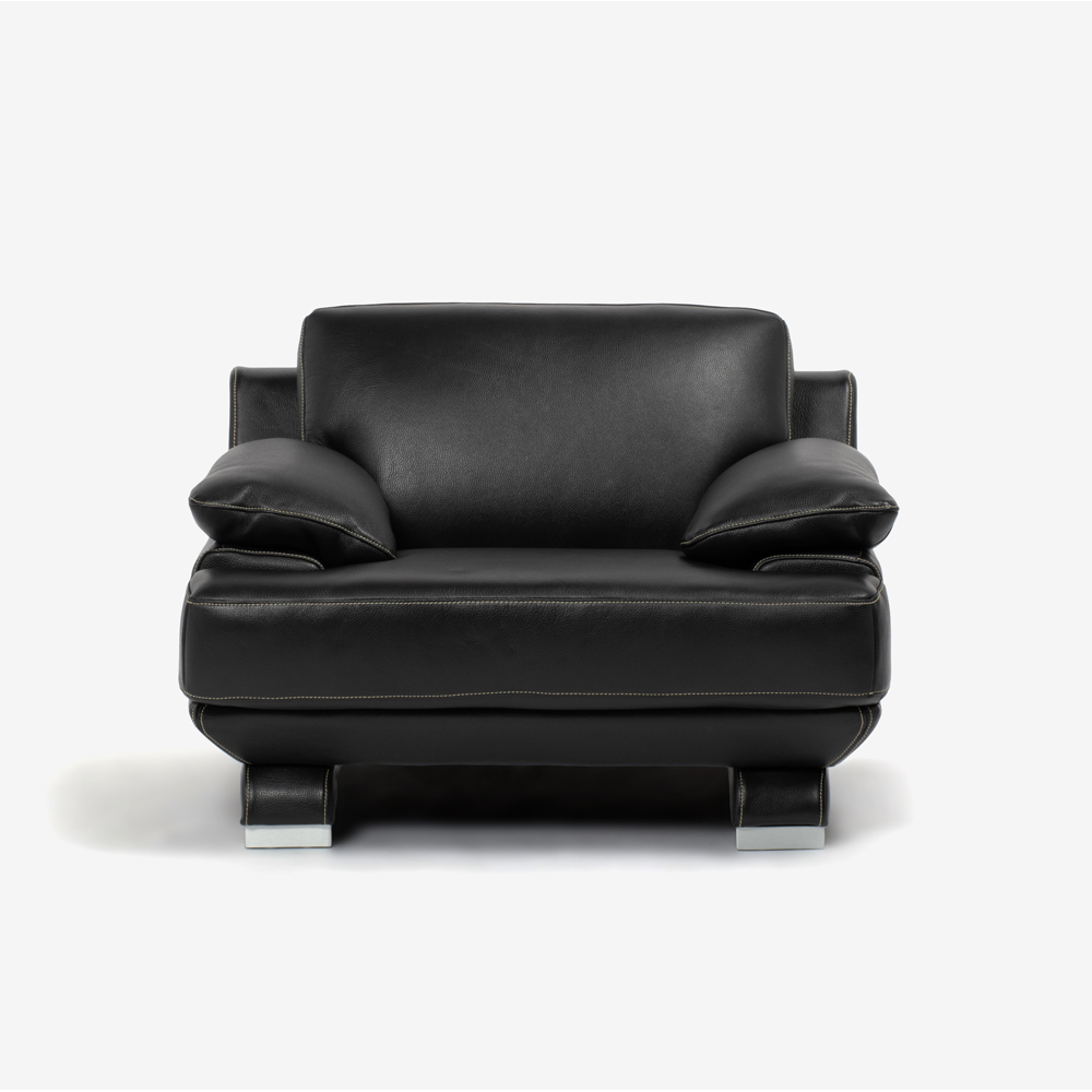 アームチェア 1人掛け「L/S 01（エルエス01）」幅113cm 革ブラック色