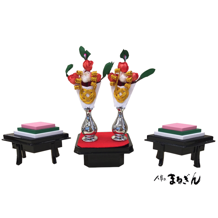 雛人形用道具セット】25号 木製 献上菱 三方揃い【2点セット
