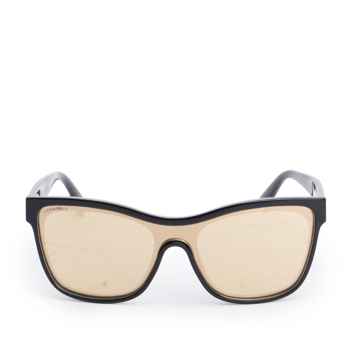 Chanel 5418-A Black Acetate CC Logo Shield Sunglasses w/ Box