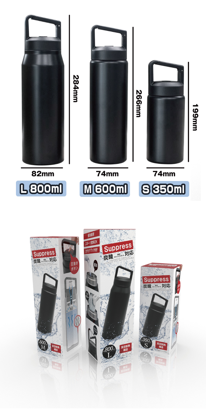 炭酸対応真空ステンレスボトル M:600ml｜仕入れなら卸問屋.com