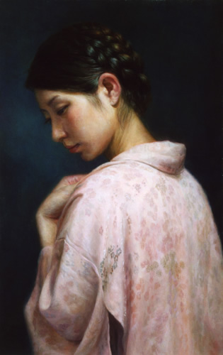 桜色に染まる夜 ｜ 【福井欧夏 公式HP】 写実絵画|リアリズム絵画|人物