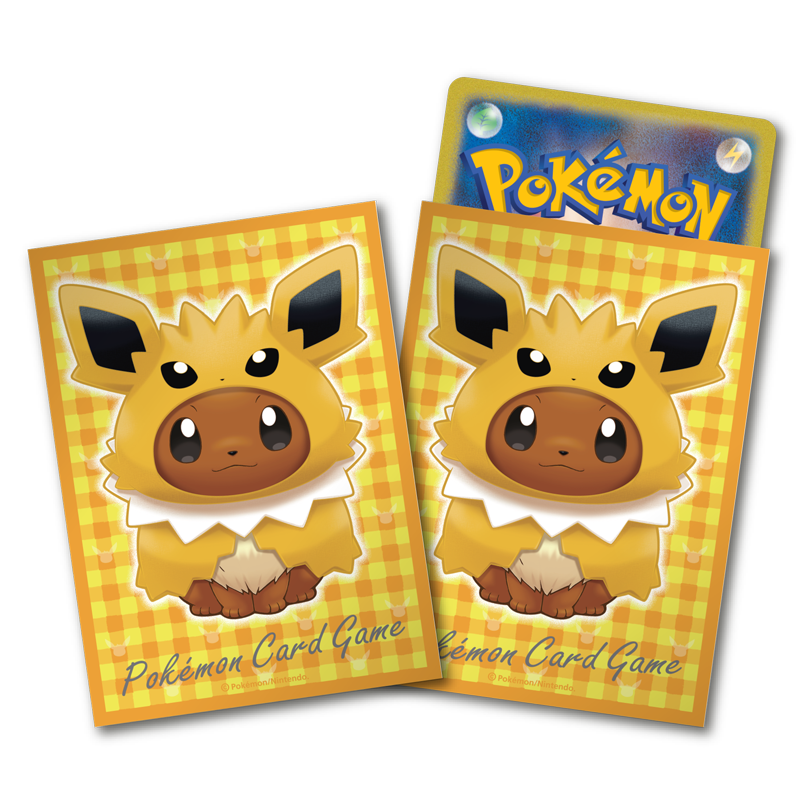 進化形のポケモンたちのポンチョを着たイーブイのデッキシールドが