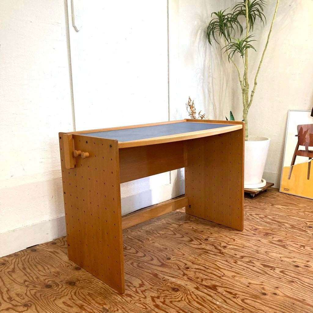 フォルミオ / Formio リノリウム天板 デスク 勉強机 中古 ブルー 青 木