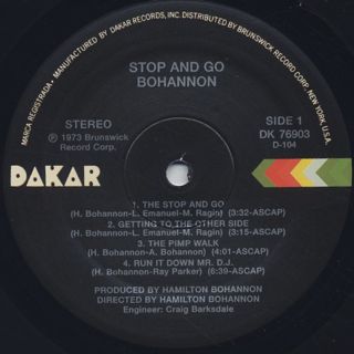 Bohannon / Stop & Go (LP), Dakar | 中古レコード通販 大阪 Root Down