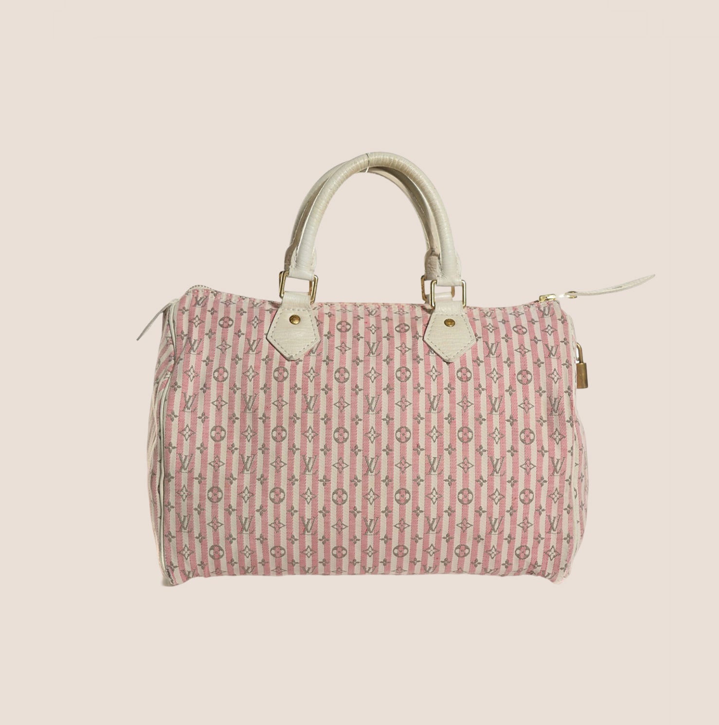 LOUIS VUITTON PINK & WHITE MONOGRAM MINI LIN CROISETTE SPEEDY 30