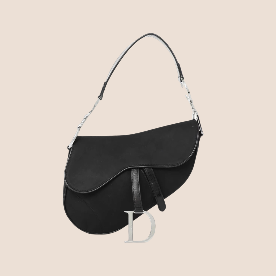 CHRISTIAN DIOR BLACK NYLON SADDLE BAG – RDB