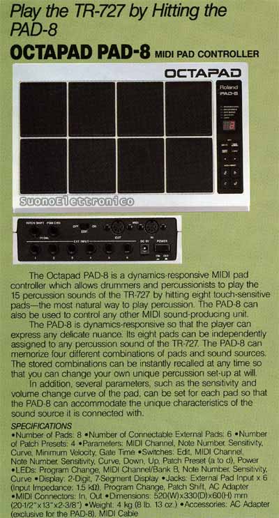 ROLAND OCTAPAD PAD-8 MIDI PAD CONTROLLER | Suono Elettronico