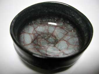 浦口雅行 青瓷黒燿砕 茶盌 茶碗 天満屋個展作品 浦口雅行