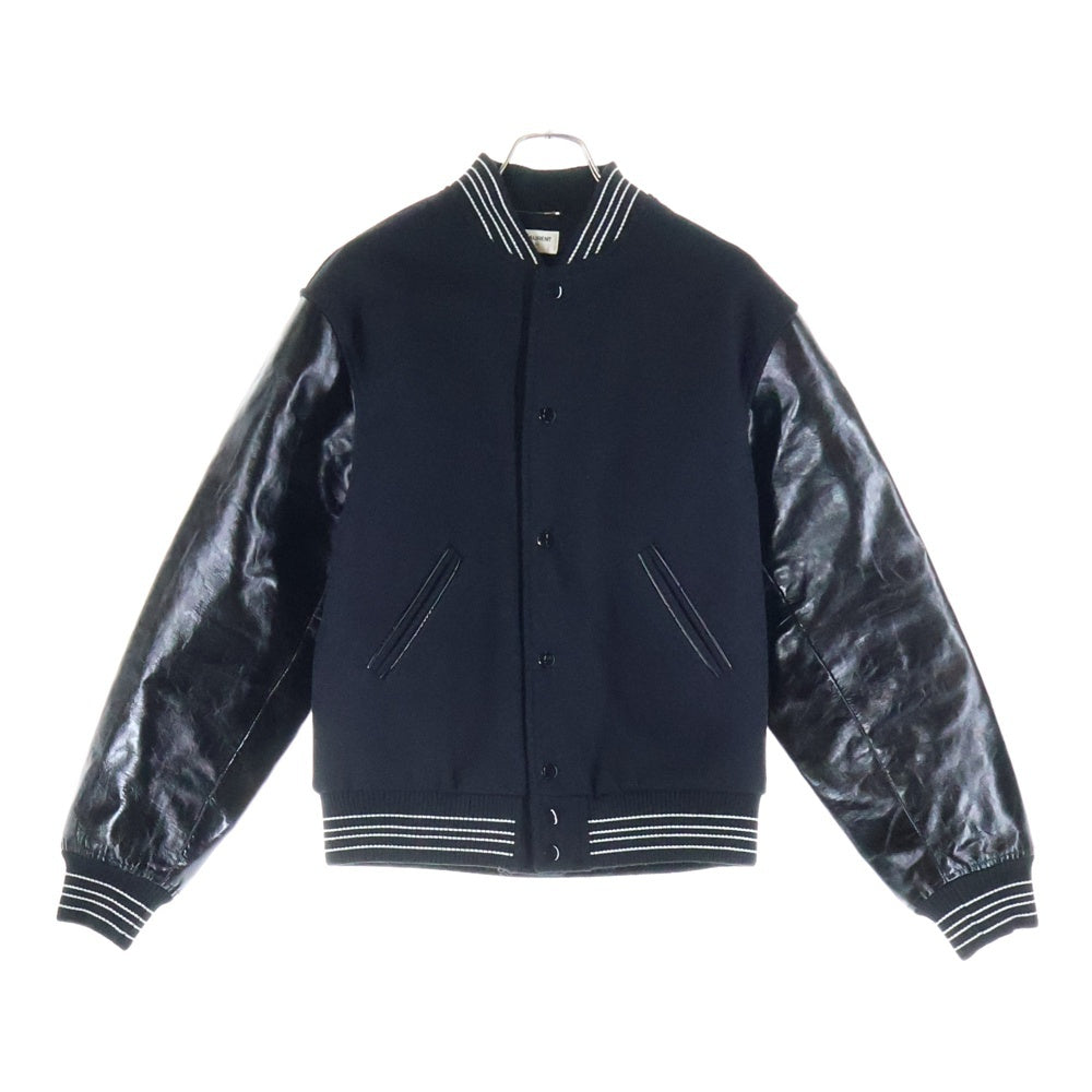 SAINT LAURENT PARIS(サンローランパリ) Leather Sleeve Teddy Jacket