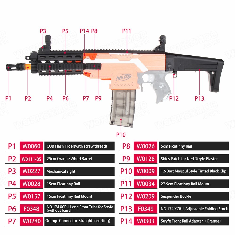 WORKER XCR-L Mini Mod Kit for Stryfe Blaster | Worker4Nerf