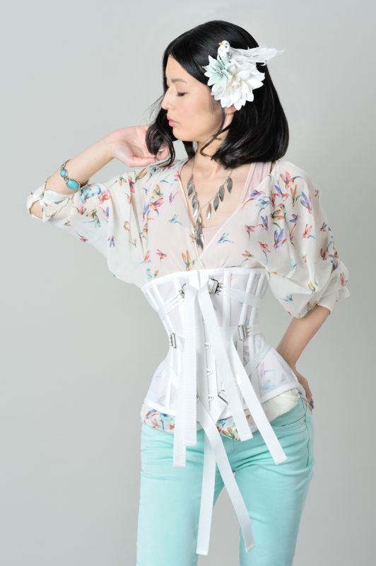 PCW Pure One Corset Works//Underbust Corset Sand Fan Short Black