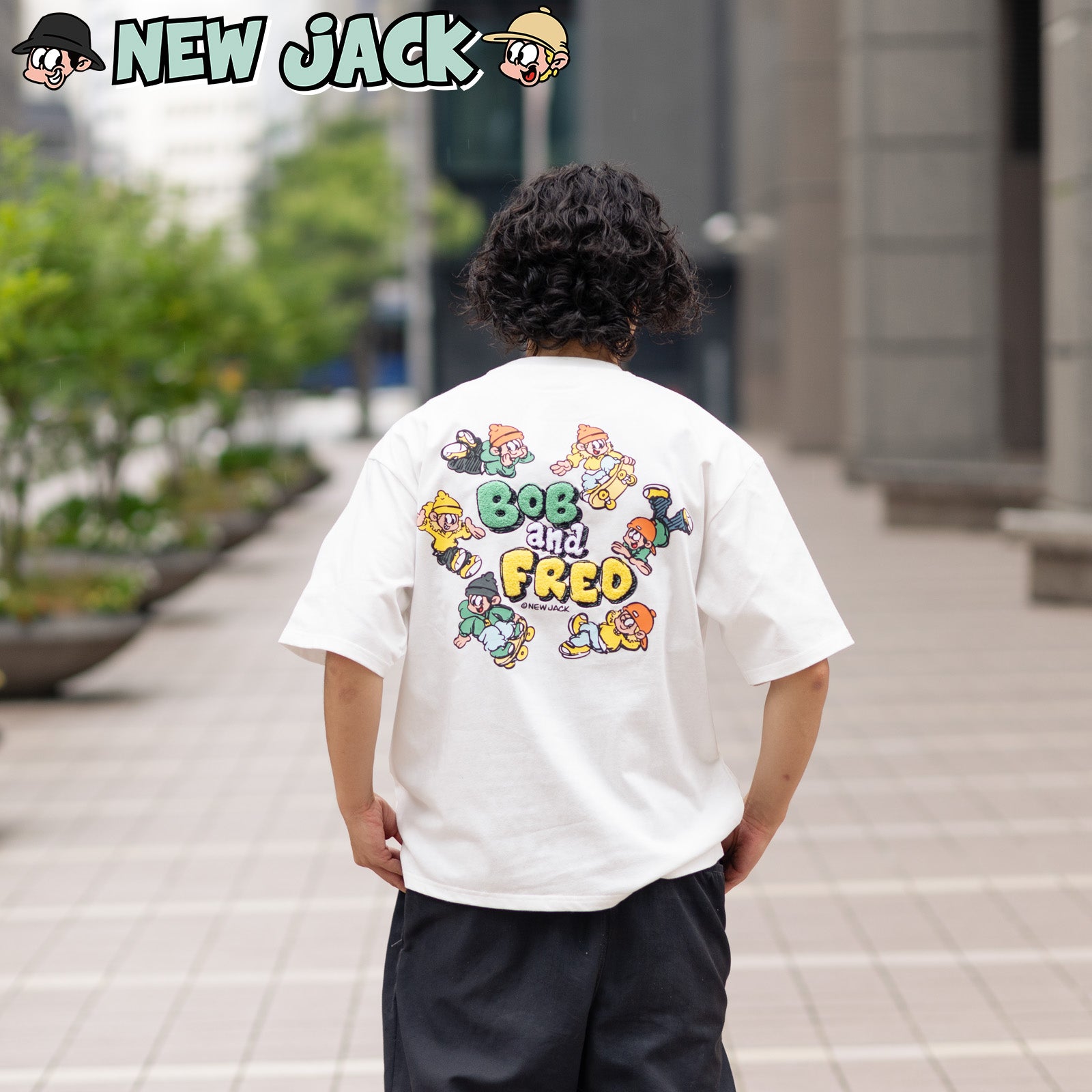 NEW JACK(ニュージャック)サークルイラスト 相良刺繡ロゴ半袖Tシャツ