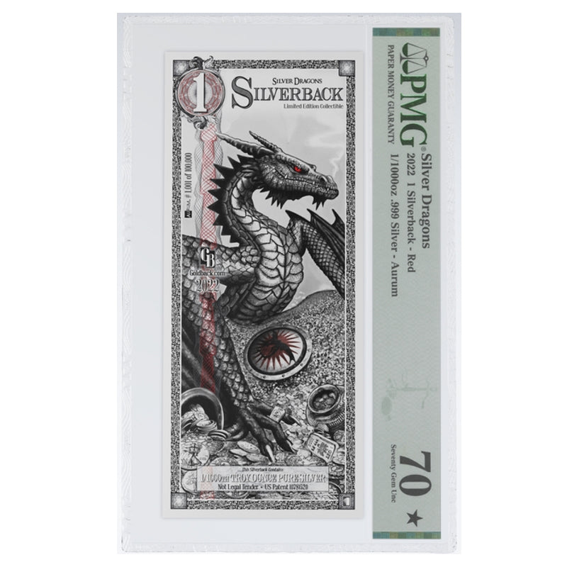2022 Silverback - Silver Dragons Red Edition Graded PMG 70 .999