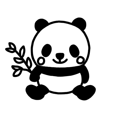 パンダのモノクロイラスト | 白黒イラストのフリー素材集【イラスト