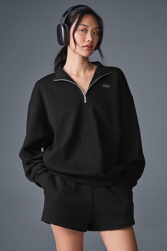 Alo Accolade 1/4 Zip Pullover - Black - Hoodies - Free Shipping