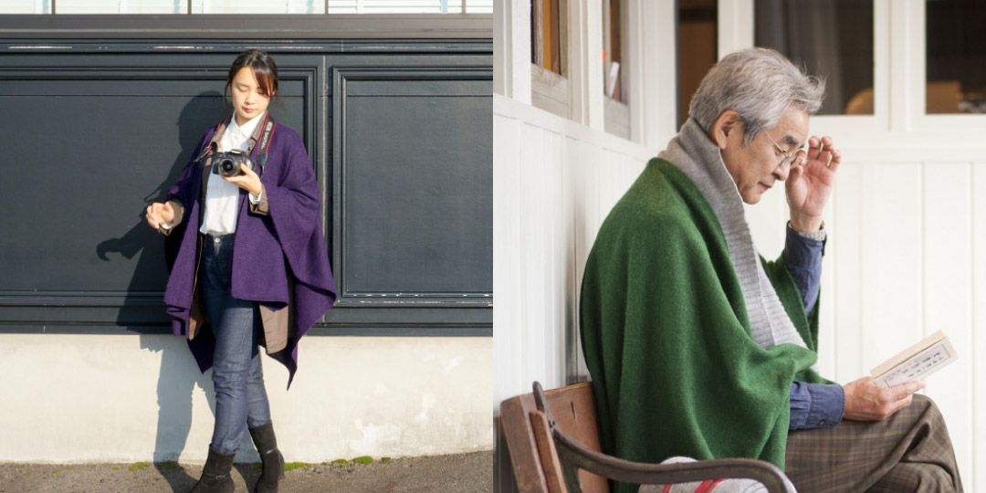 古希のお祝いに紫色のポンチョ、プレゼント・贈り物に人気の「mino」