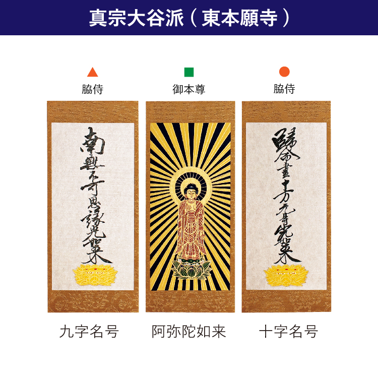 三尊仏掛軸II ダーク - 仏壇のあるリビング｜現代的でモダンな祈りの