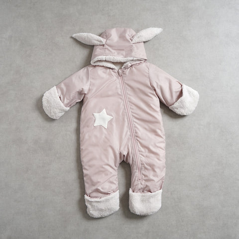 おくるみジャンプスーツ ピンクベージュ 70-80cm・80-90cm – 10mois