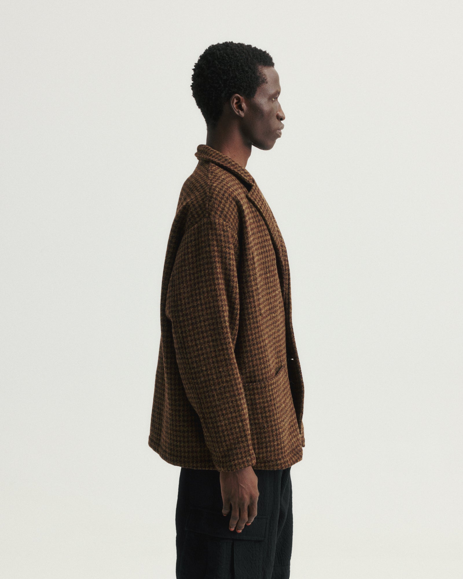 ASHEVILLE OVERSIZED BLAZER - OLIVE / FONDENTE BROWN WOOLEN