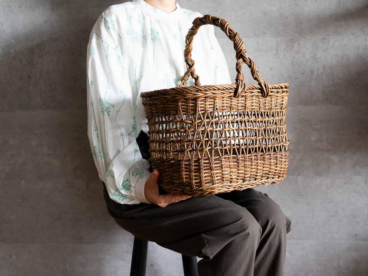 あけび楕円かご すかし編み 持ち手付き | 市川籠店 – 市川籠店 | 1basketry