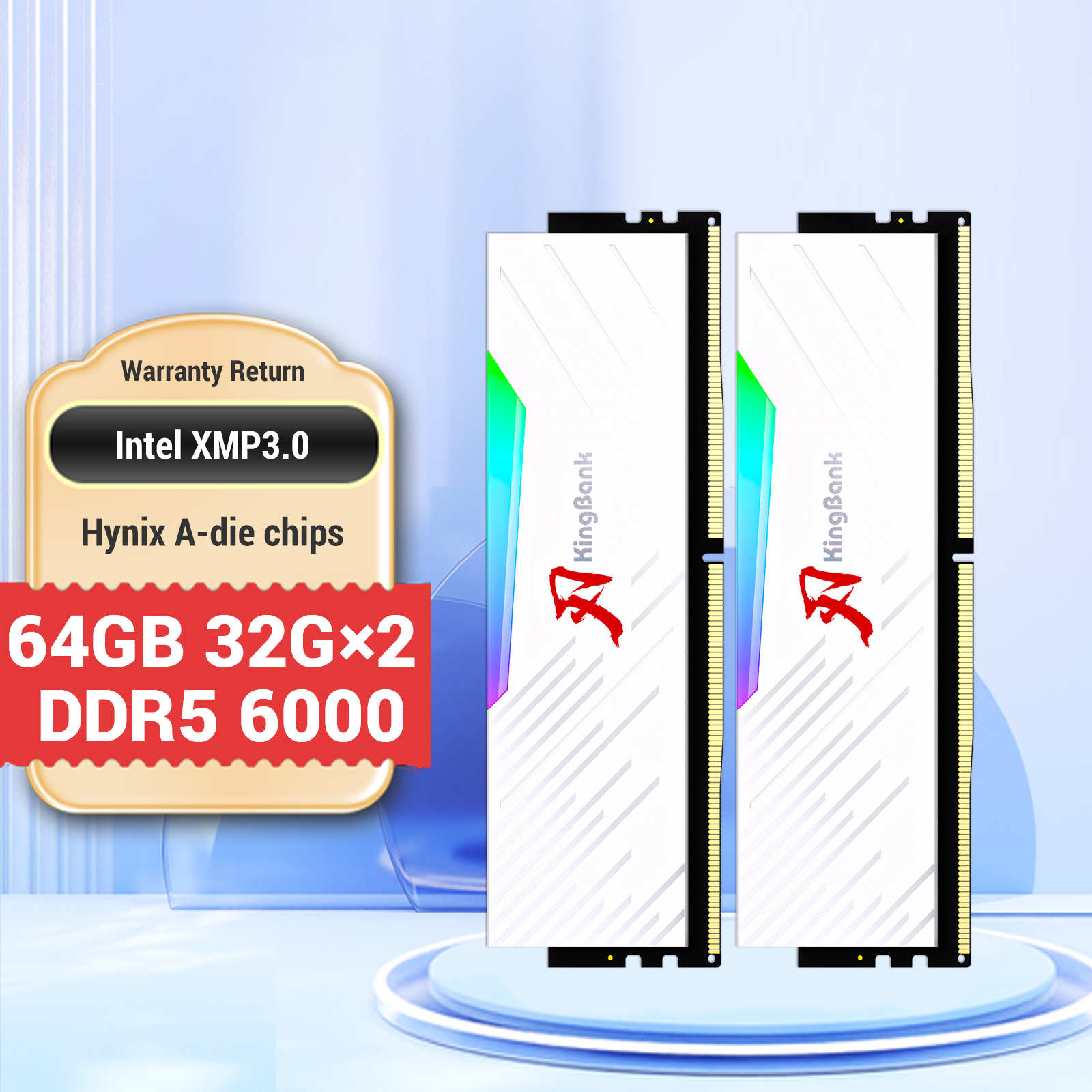 KINGBANK DDR5 Soarblade RGB UDIMM 6000MHz - 32G*2 - 金百达KINGBANK