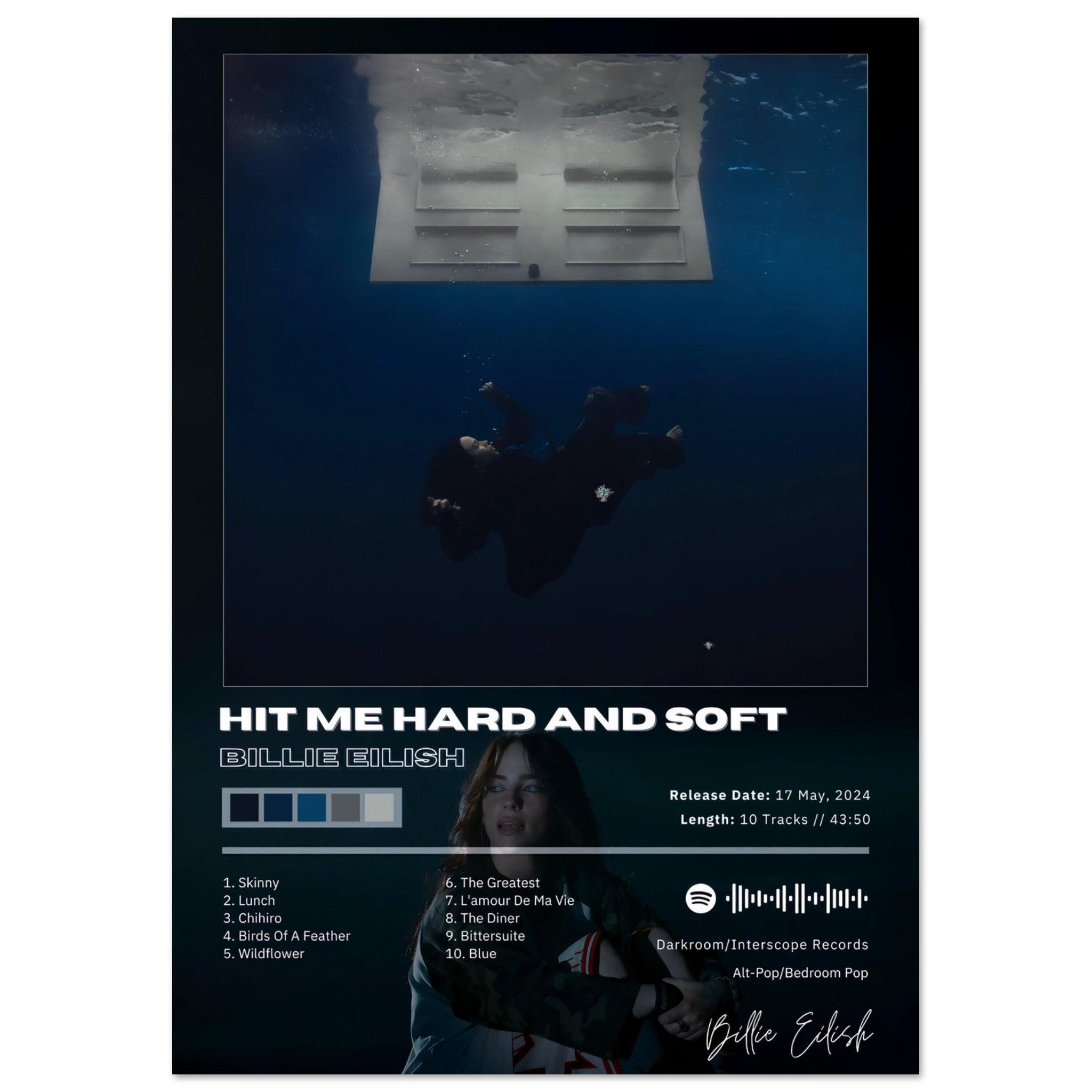 Billie Eilish “Hit Me Hard and Soft” Underwater Poster – 24posters