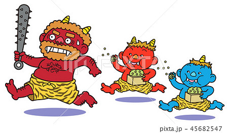 鬼の豆まきのイラスト素材 [45682547] - PIXTA