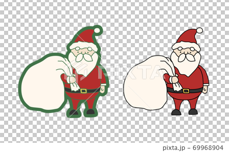 かわいいサンタさんの手描きイラストのセット／サンタクロース