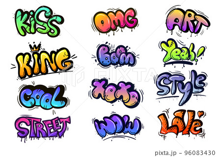 Abstract street graffiti lettering elementsのイラスト素材