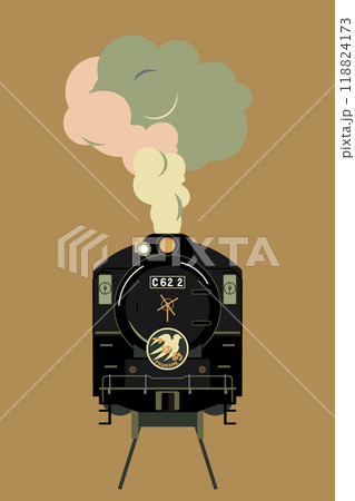 つばめのヘッドマークを付けたSL C622のレトロな壁紙イラストの