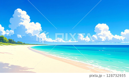 夏の海のイラスト素材 [128732935] - PIXTA