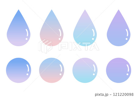 シンプルな雫のアイコンイラストセット 水滴のイラスト素材 [121220098