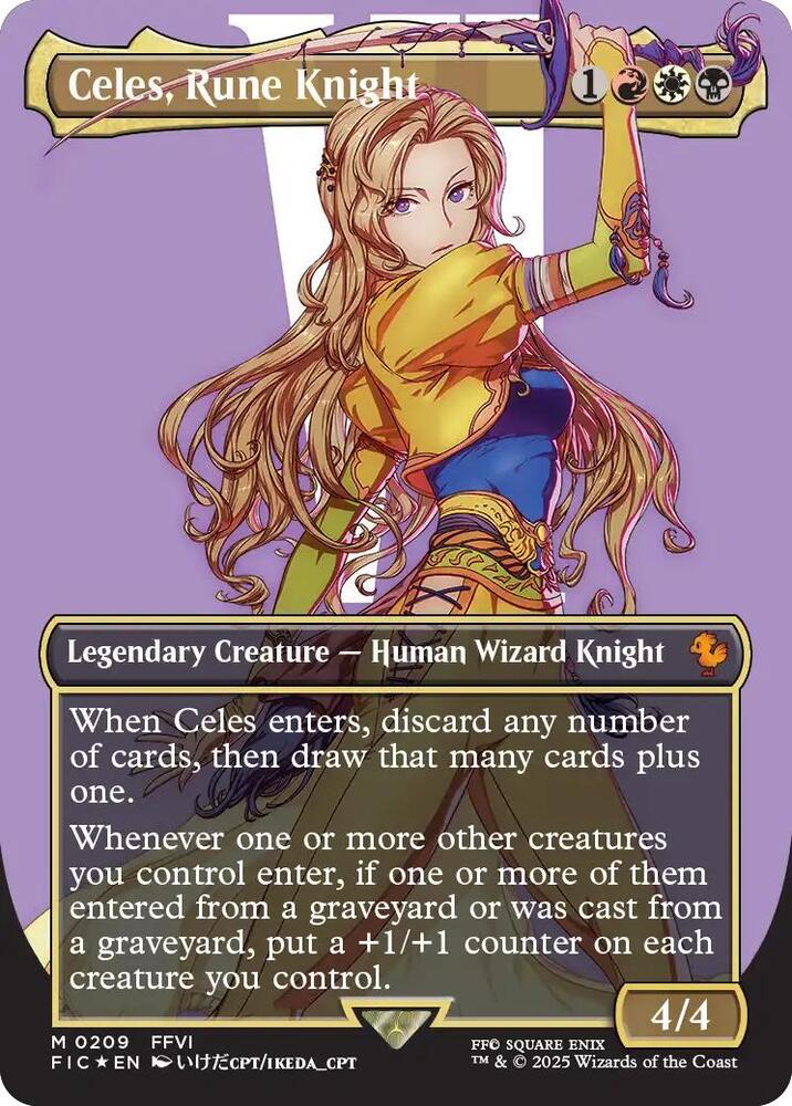 Celes, Rune Knight (Borderless) (Surge Foil) - Commander: FINAL
