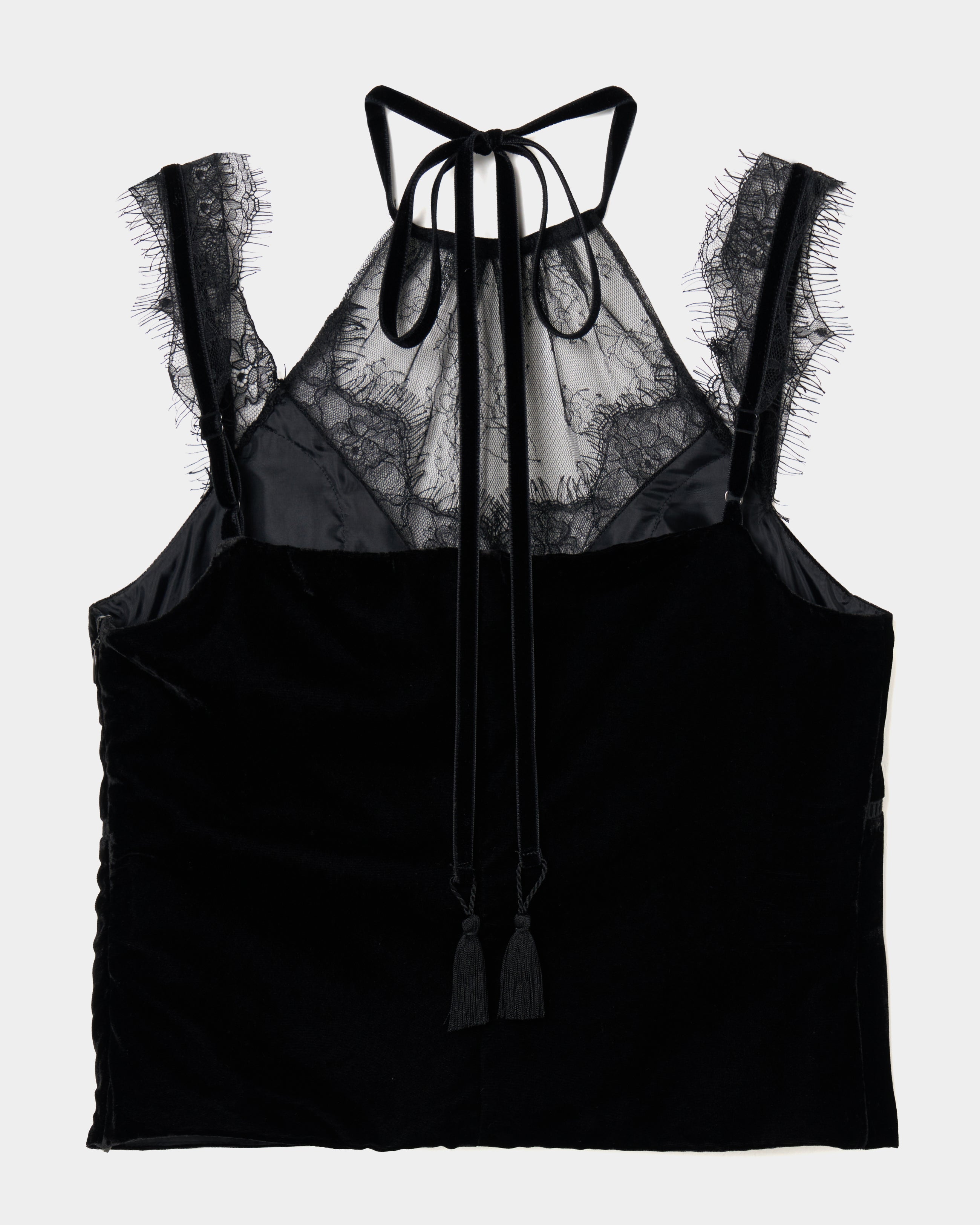 タナカダイスケ|flower lace black velour camisole tops – tanakadaisuke