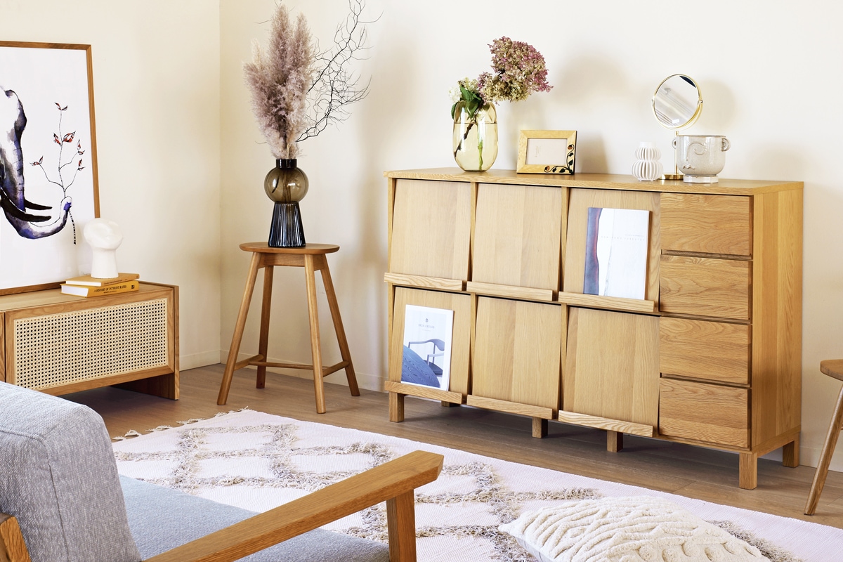 レッチェ 143マガジンレコードラック OAK(W143×D39.5×H95.5cm)税込