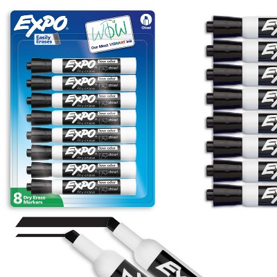 Expo 8pk Dry Erase Markers Chisel Tip Black: Bold Point, Art