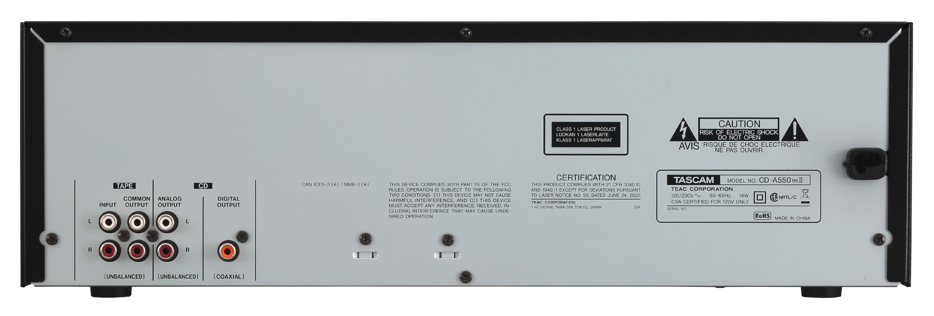 CD-A550MKII | Combination CD player and Cassette Recorder | TASCAM