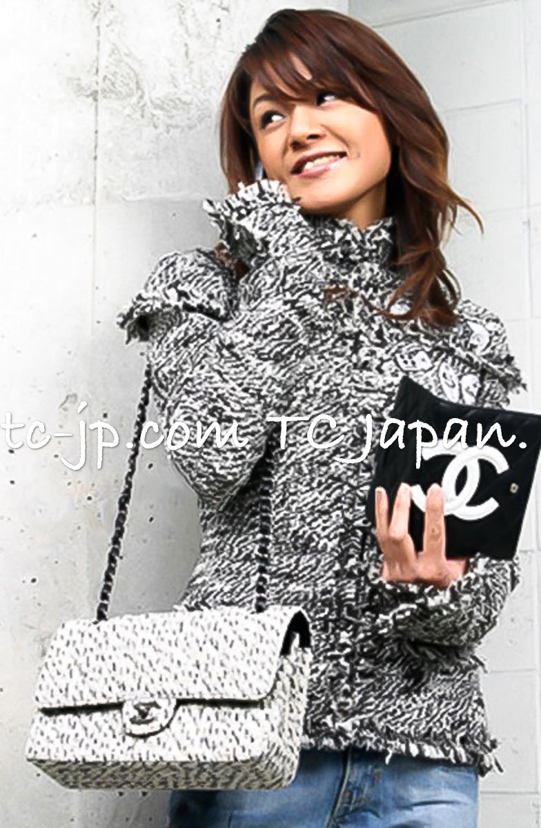 シャネル ジャケット CHANEL ブラック チョコ メイクアップ ワッペン