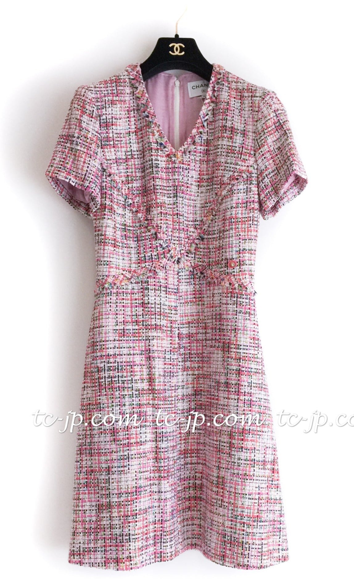 シャネル ワンピース CHANEL ピンク マルチカラー コットン ツイード