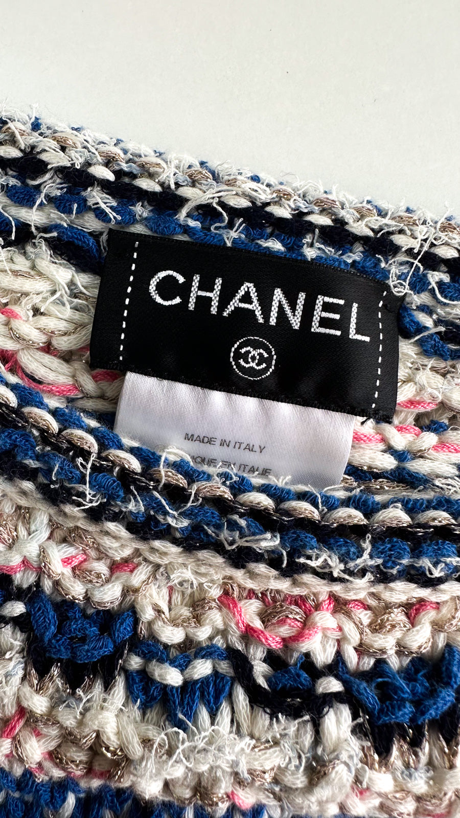 シャネル ワンピース CHANEL ブルー アイボリー ピンク マルチカラー