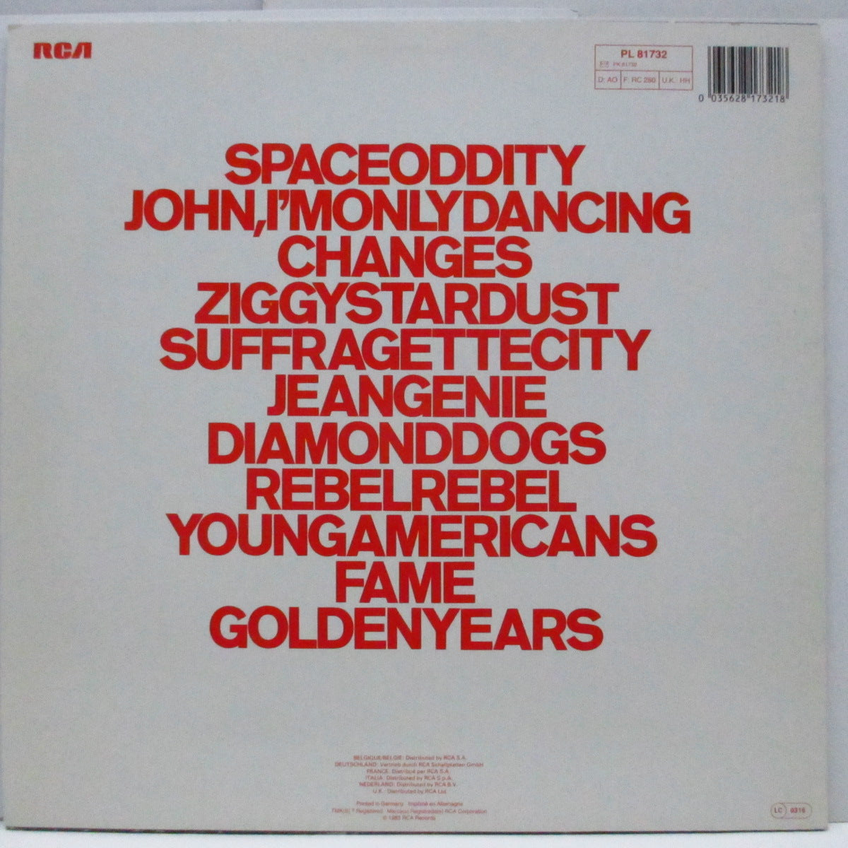 DAVID BOWIE (デヴィッド・ボウイ) - Changesonebowie (German '83