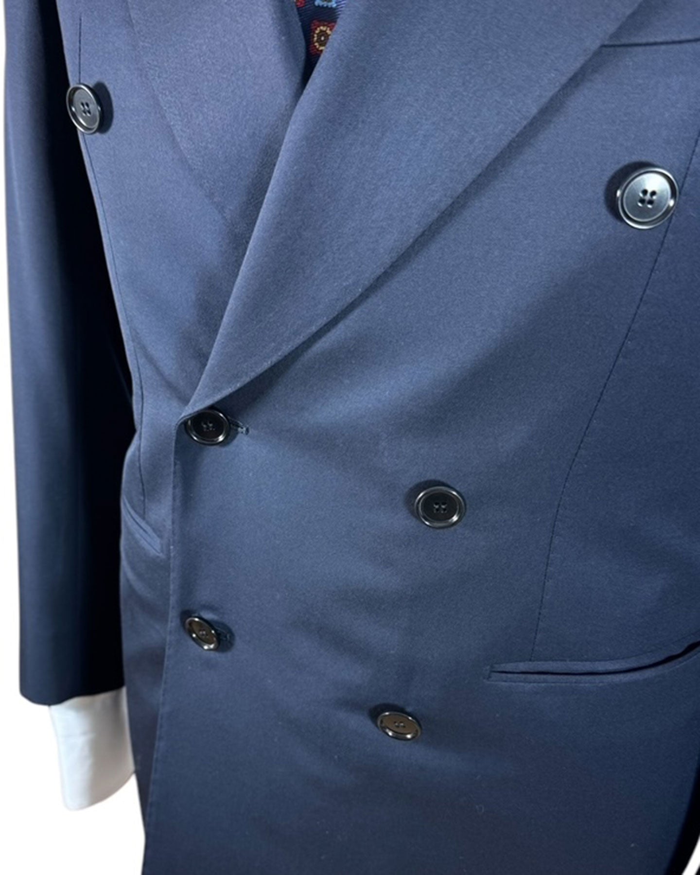 Cesare Attolini Suit Double Breasted Dark Blue Super 150's Wool EU