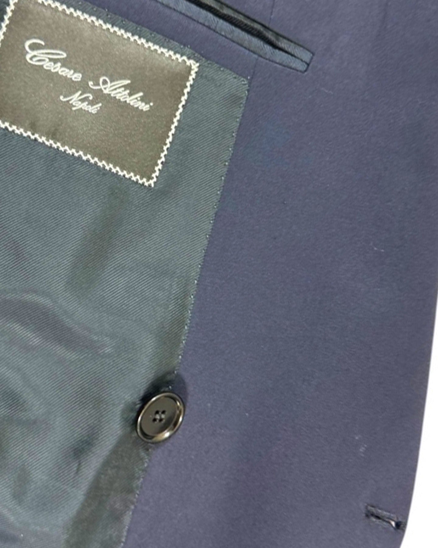 Cesare Attolini Suit Double Breasted Dark Blue Super 150's Wool EU