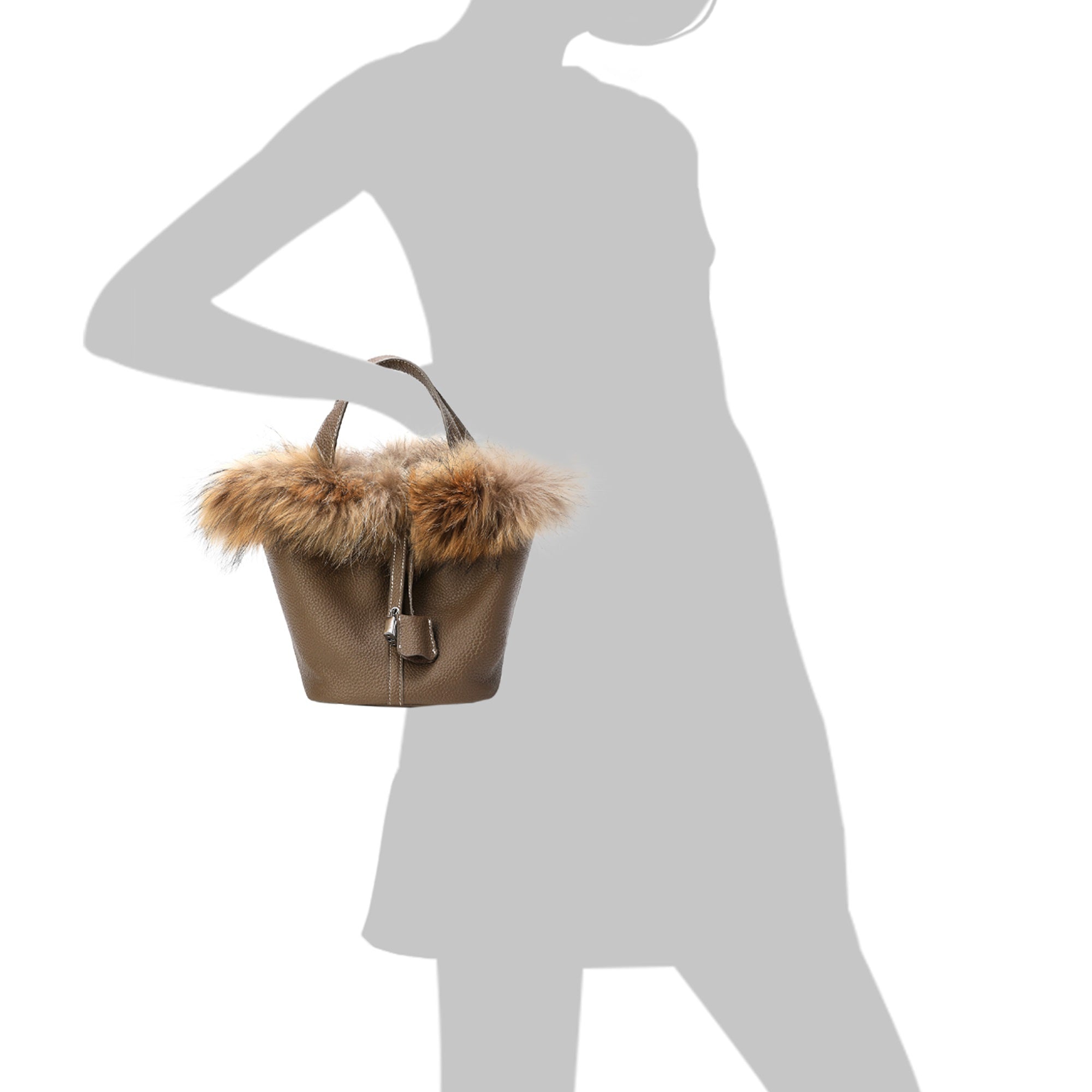 Tiffany & Fred Full-Grain Pebble Leather & Genuine Fox Fur